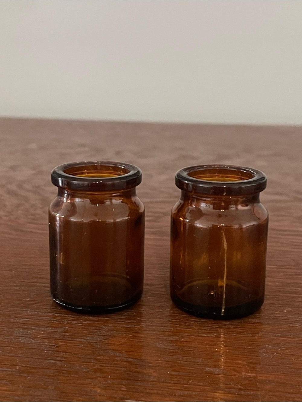 Amber Glass mini bottles  - Set of 2